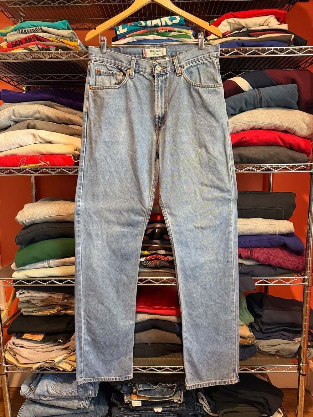 Levi's 505 Regular Fit Jeans Size 34x36 Light Wash Denim Vtg Y2K